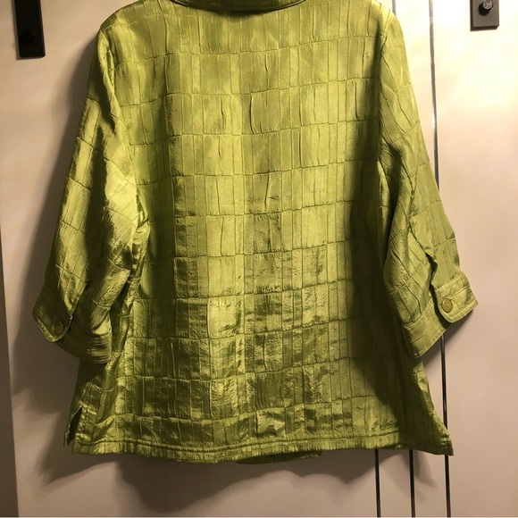 Plus 18 W Carroll Reed Classics Lime Green Satin Unlined Jacket/Over Blouse - Picture 5 of 7